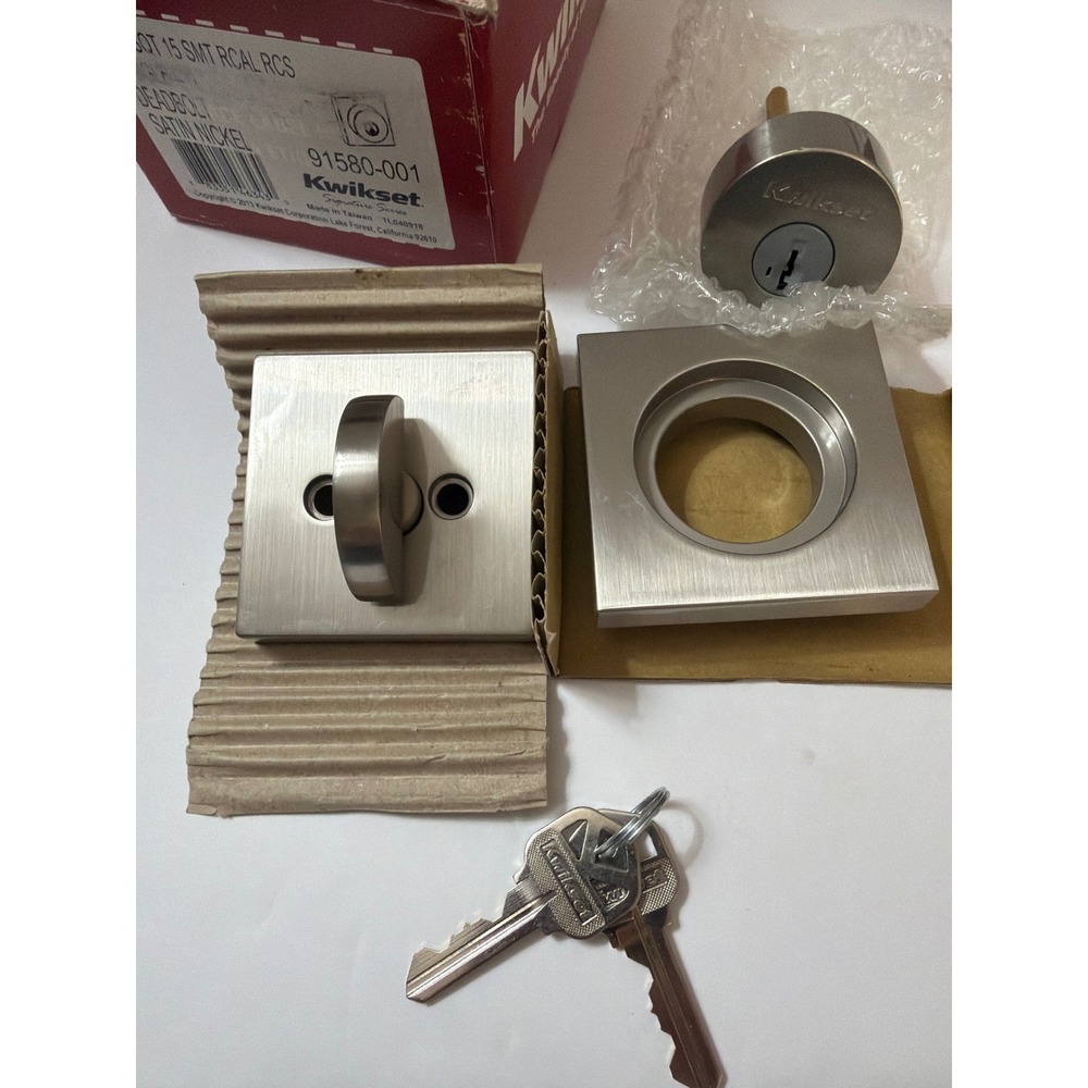 Kwikset 158 SQT 15 SMT RCAL RCS Single Cylinder Deadbolt Satin Nickel 91580-001
